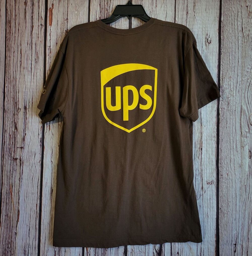 UPS Mail Shirt Brown Large T-Shirt Mens Cotton Live and Tell